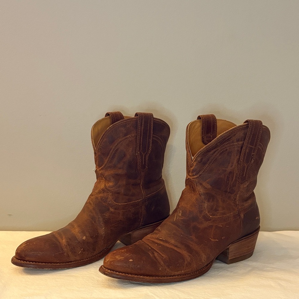Tecovas Distressed Brown Ankle Boots